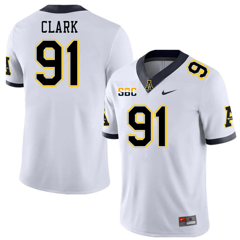 Men #91 Markus Clark Appalachian State Mountaineers College Football Jerseys Stitched Sale-White - Click Image to Close